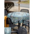 thumbnail image 5 of Outdoor Tablecloth with Umbrella Hole for Patio/Picnic/Party/Camping, Watercolor Forest Birds Waterproof Table Cloth Square Cover Washable, Blue Trees Seasonal Floral (60"x 60"), 5 of 8