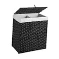 thumbnail image 2 of Cesta de lavandería ropa sucia cesta 2 divisores con organizador de tapa cesta de almacenamiento de cestería de lavandería independiente para sala de Negro, 2 of 8