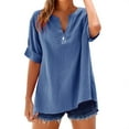 thumbnail image 2 of Blue Women's Short Sleeve T-shirt, Loose Shirt Top Stand Solid Color Sleeve Collar Casual Women'S Shirt Women'S Shirt,Women's Short sleeve T-shirt XXL, 2 of 8