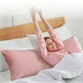 thumbnail image 2 of Evjk 2pc Decorative Body Pillow Insert with Textured Velvet Pillowcase, Pink, 20" x 54", 2 of 3