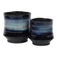 thumbnail image 4 of Perlacea Curved Round Tapering Ceramic Pot- Large - Blue, 4 of 4