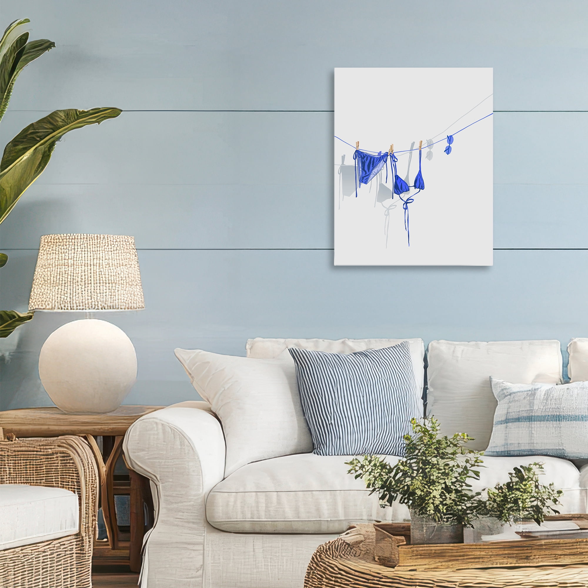 Stupell Industries Blue Bikini on Clothesline Canvas Wall Art, design by Ziwei Li