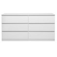 thumbnail image 6 of Hassch Dresser with 6 Storage Drawers, Modern Chest of Drawers, Wide Storage Organizer Cabinet for Living Room, Entryway, Hallway, White, 6 of 8
