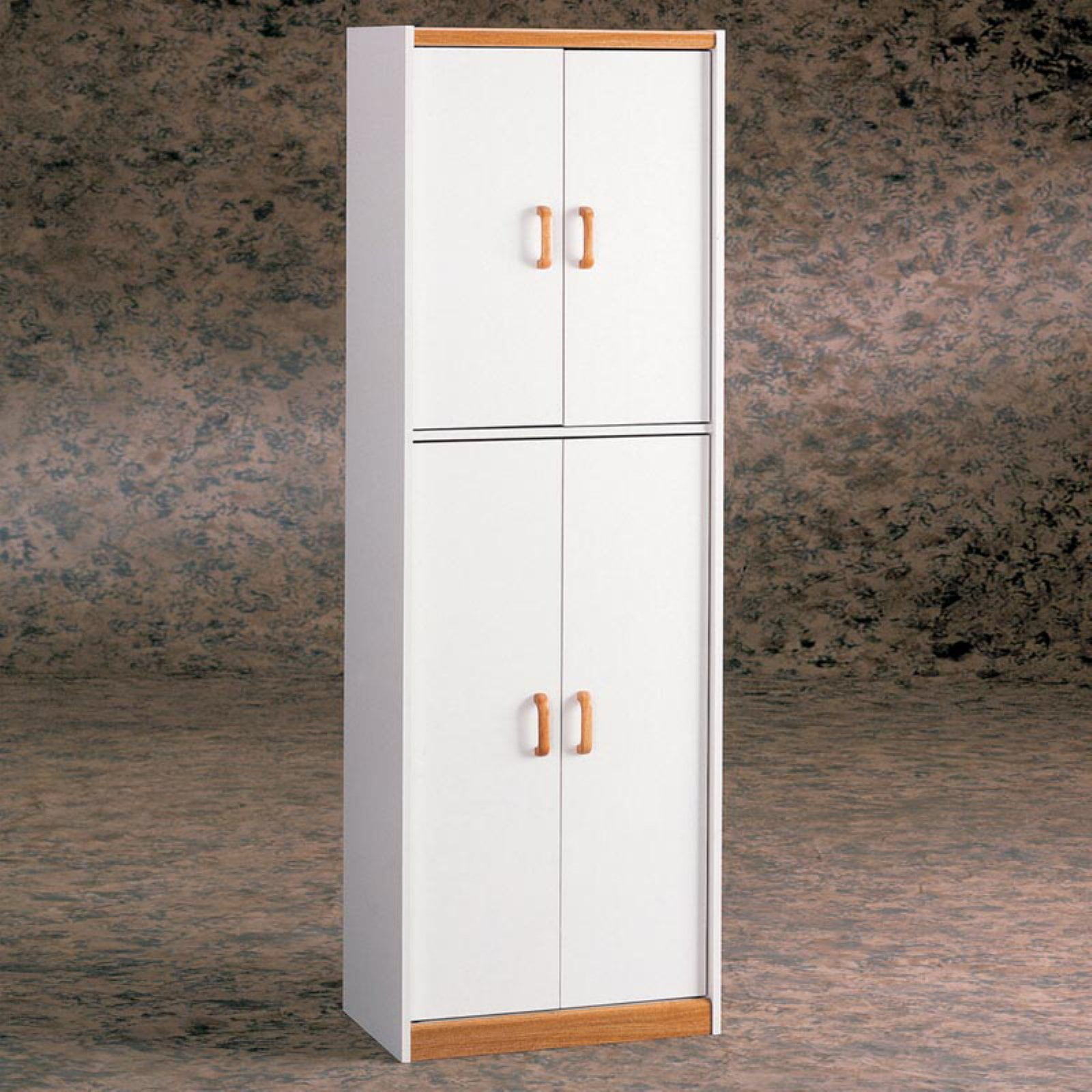 White Deluxe Four Door Pantry Cabinet Walmart Com Walmart Com