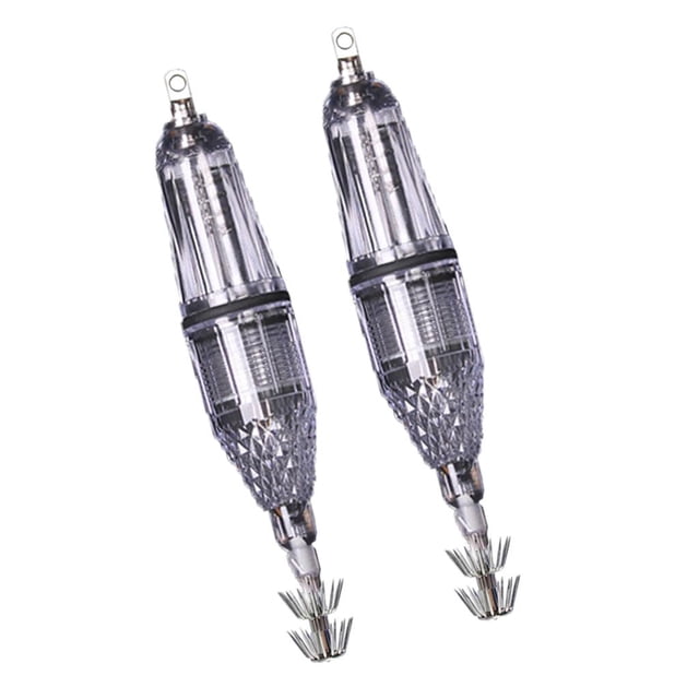 2pcs señuelos luminosos del anzuelo de la plantilla del calamar del pulpo que n en la oscuridad 12cm azul y verde Soledad Anzuelo Luminous Squid Jig
