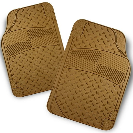 - All Weather Metal Style Beige Car Front Floor Mats 2 Pieces Liner Heavy Duty