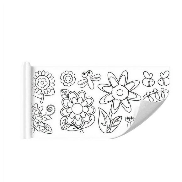 Children'S Doodle Scroll 1 Pack Kids Doodle Roll Reusable Drawing Canvas with 6 Pens Wall Mount Coloring Paper for Children Art Activities Rkxzt