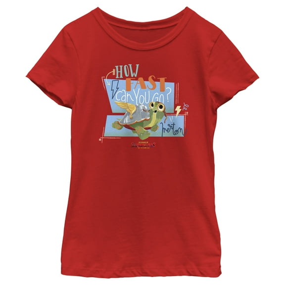 Girl's DC League of Super-Pets Merton How Fast Can You Go? Graphic Tee Red Medium
