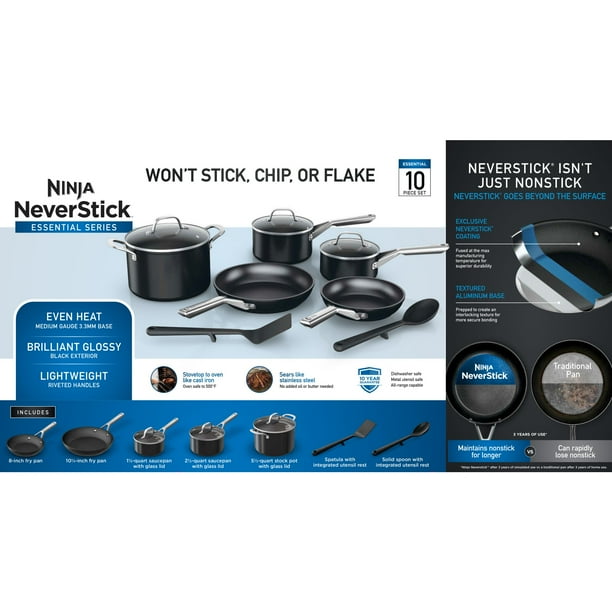 Ninja NeverStick Essential 10-Piece Cookware Set, C19010 - Walmart