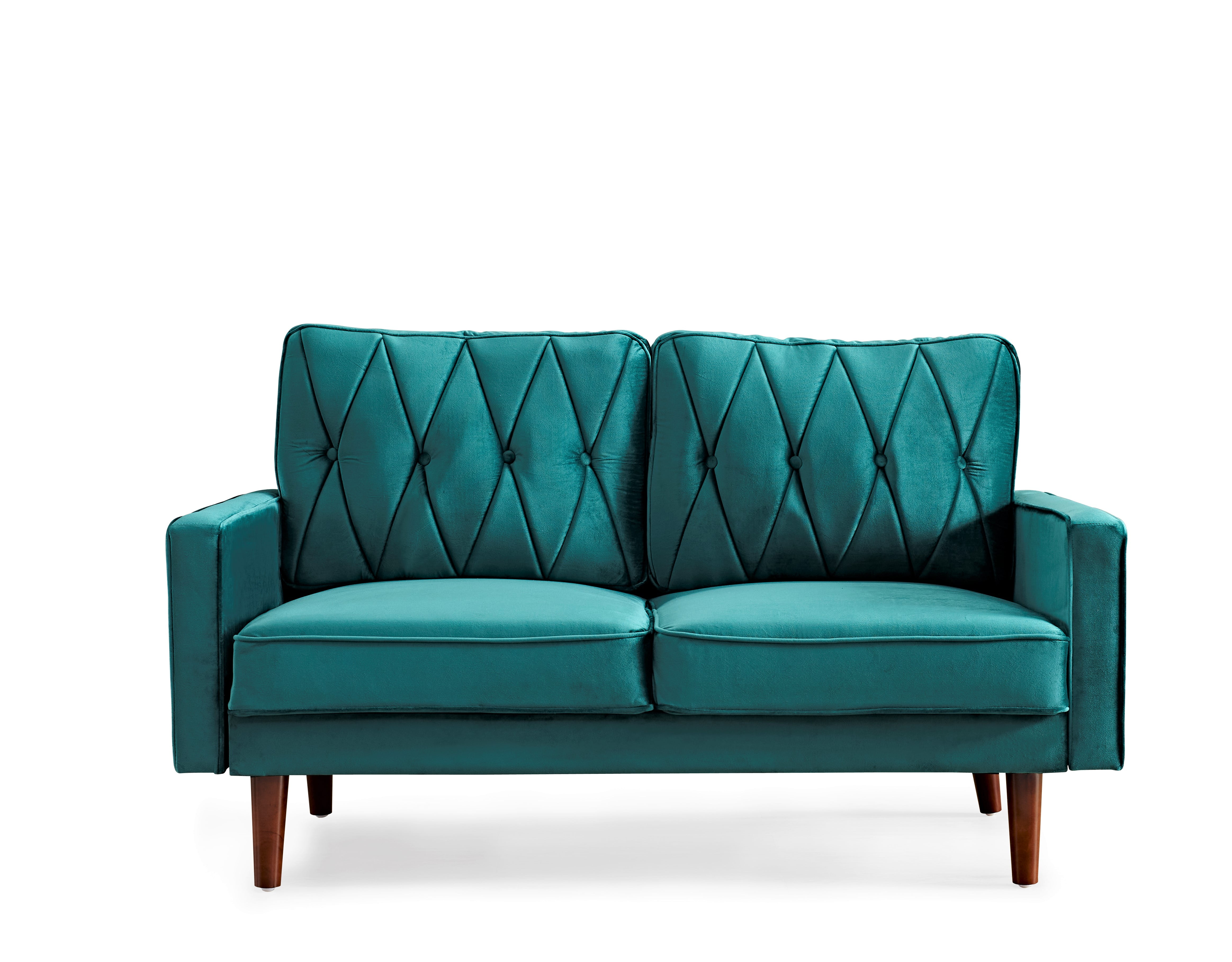 Uspridefurniture Tufted Cushion Back 57.5 Wide Loveseat, Green Velvet