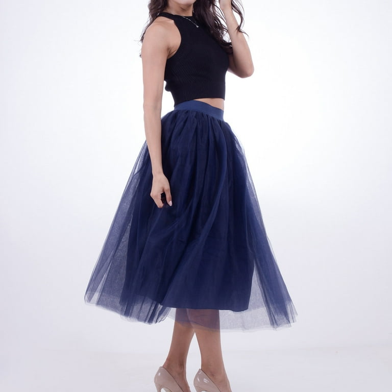 Plus size navy outlet tulle skirt