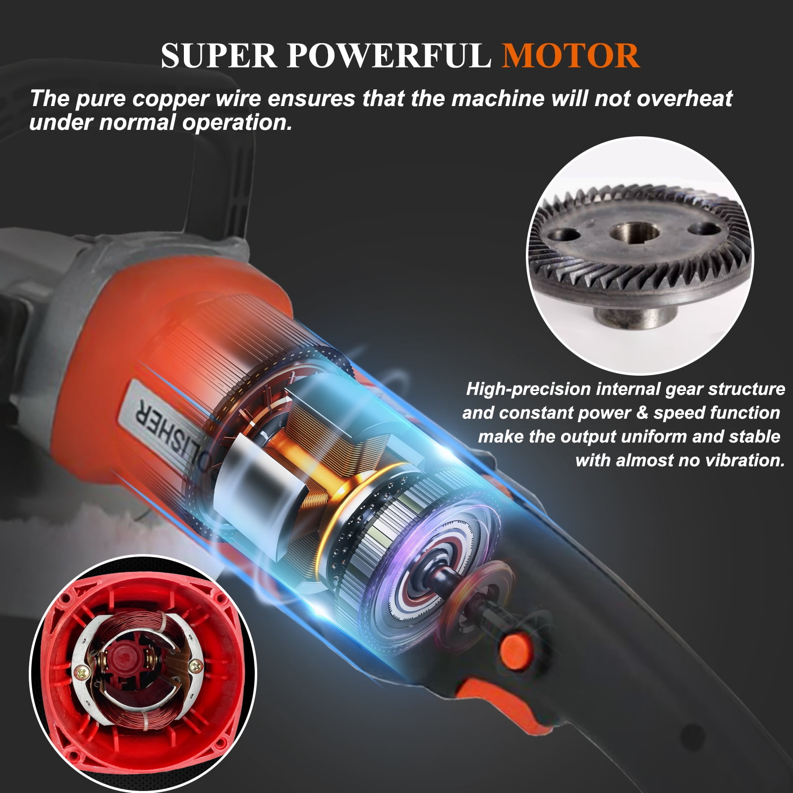 iMeshbean 8-Speed Variable Speed Polisher Rotary Orbital Soft Start Constant Power and Speed for Car Polishing Buffing Waxing Sanding Sealing Glaze 5&6&7-Inch 1400W 12.7Amp