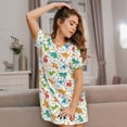 thumbnail image 3 of Fotbe Dinosaur Pattern Women's Cotton Nightgown Sleepwear Short Sleeves Shirt Casual Print Sleepdress, 3 of 6