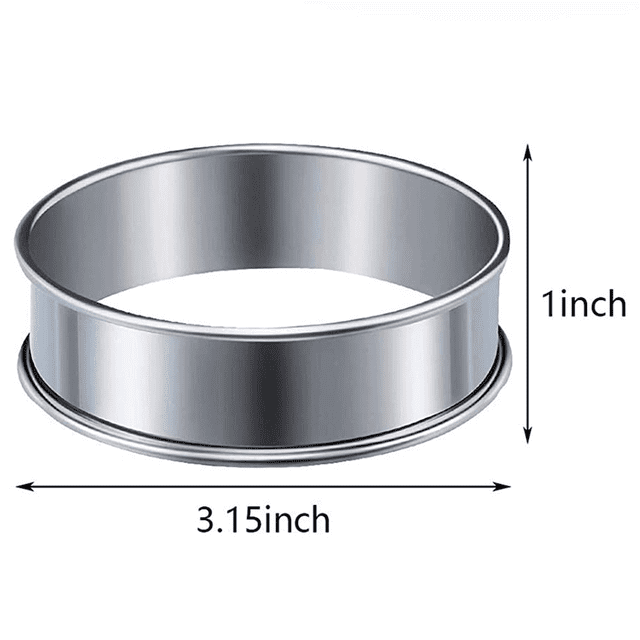 12 Pieces English Muffins Rings, Muffin Tart Rings Double Rolled Tart Ring Stainless Steel Crumpet Rings Molds Cake Mold
