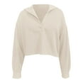 thumbnail image 5 of Cropped Hoodies for Women 2025 Fall Winter Lightweight Long Sleeve Plain Hooded Sweatshirt Pullover Tops, 5 of 6