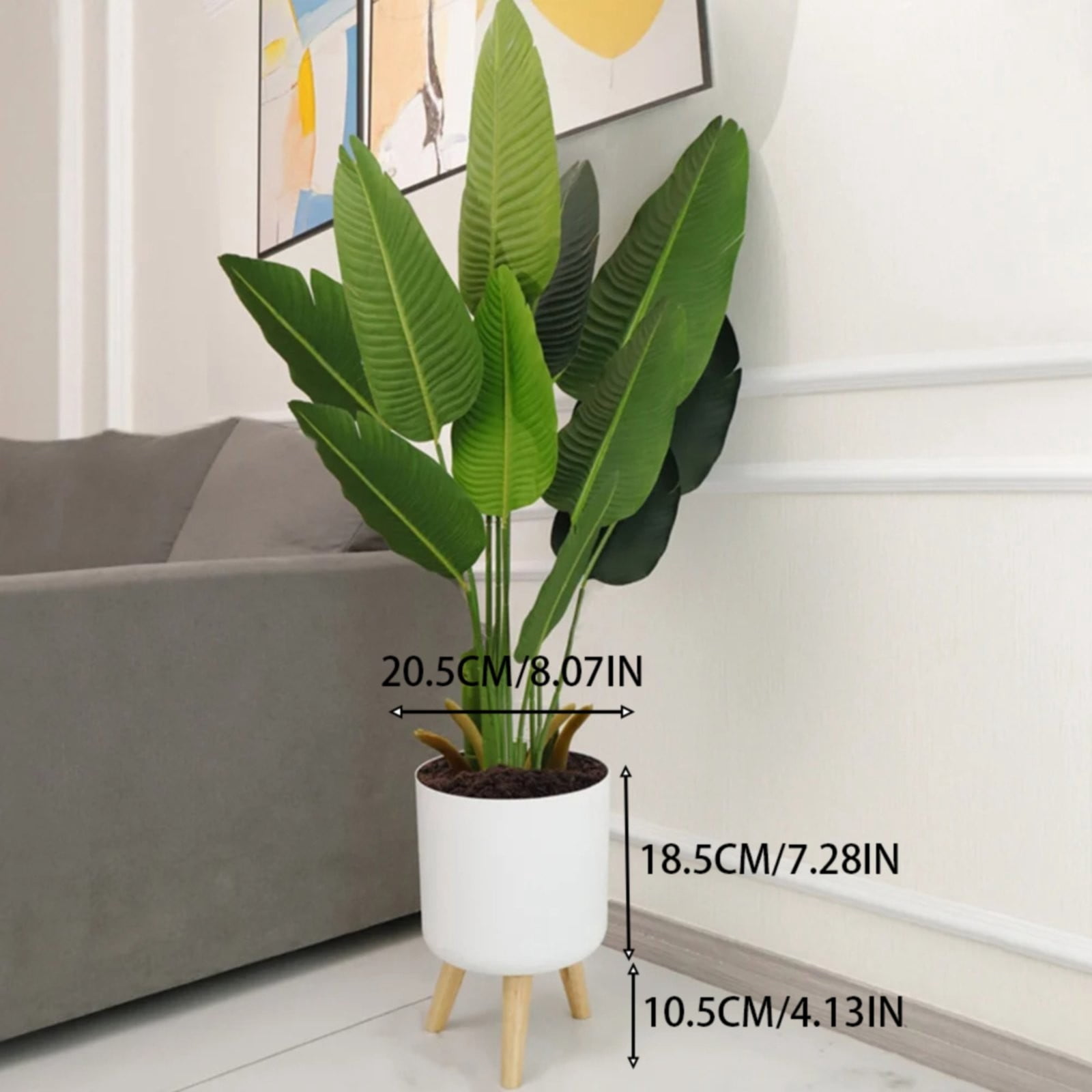 XYKA Modern Plant Pots with Wooden Legs Holder , Wood Plant Stand