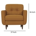thumbnail image 4 of Leatherette Chair with Tapered Legs and Button Tufted Details, Brown, 4 of 5