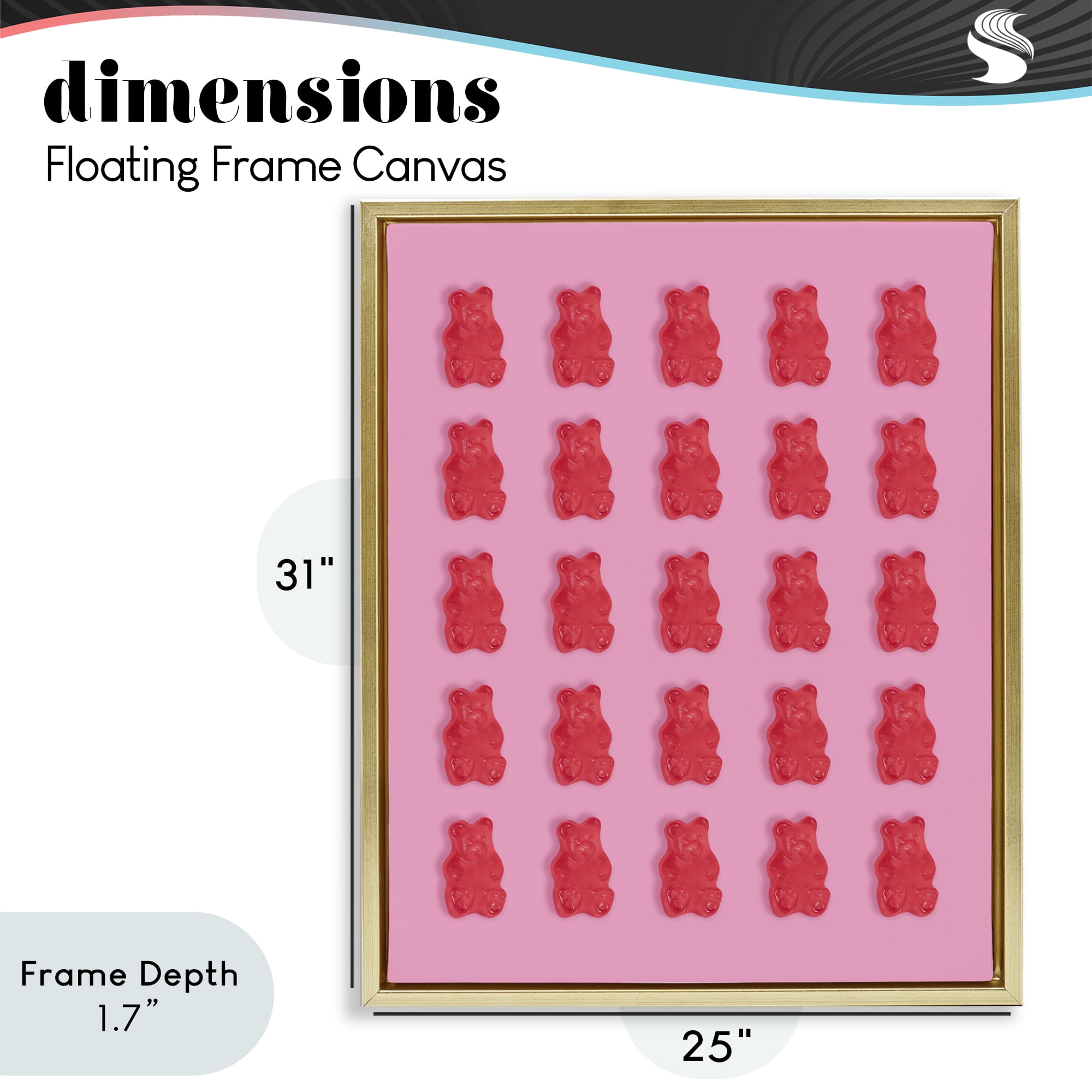 Stupell Industries Red Gummy Bears on Pink Gold Framed Floater Canvas Wall Art, design by LISH Creative