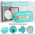 thumbnail image 3 of Izuzta Chenille Letter Makeup Bag,Nylon Preppy Patch Zipper Pouch Purse with Handle,Waterproof Portable Glitter Travel Toiletry Bag for Women Girls, 3 of 6