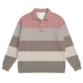 thumbnail image 4 of Ceisia Men's Vintage Waffle Knit Polo Sweater | Loose Drop-Shoulder Color Block Striped Long Sleeve Pullover Gifts, 4 of 5
