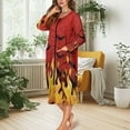 thumbnail image 2 of FKELYI Vintage Spiderweb Bat Flame Print Women Zip Up Robe Nightgowns Comfy House Coats Full Length Sleepwear House Dress Long Sleeve Bathrobe with 2 Pockets, M, 2 of 6