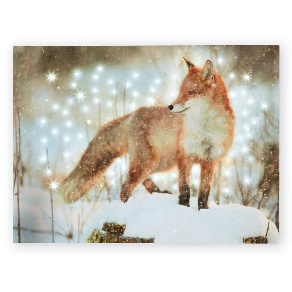 Winter Fox LED Lighted Wall Canvas Art