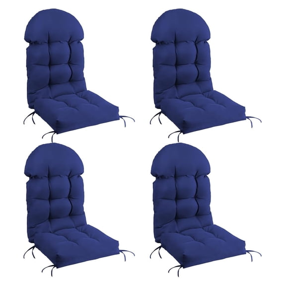 Adirondack Chair Cushions Set of 4, Waterproof Rocker Padding with Elastic Ties, Non-Slip Polyester Patio Outdoor Furniture Accessories, 44L x 19W x 4H, UV Resistant Garden Seat Backrest Cover