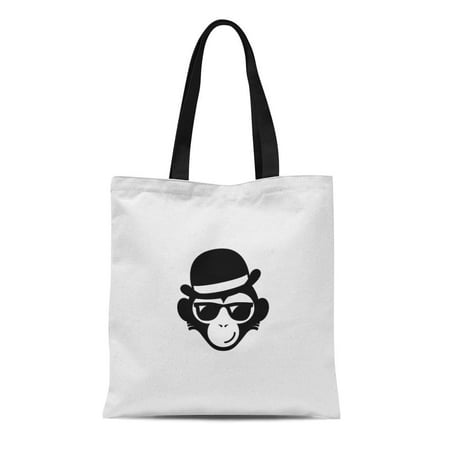 ASHLEIGH Canvas Tote Bag Cool Funny Monkey in Glasses and Hat Gorilla Hipster Durable Reusable Shopping Shoulder Grocery Bag