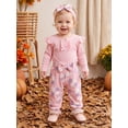 thumbnail image 3 of Loicainy Infant Baby Girls Fall Outfit 3 6 9 12 Months Long Sleeve Romper with Flower Pants and Headband Clothes Set, 3 of 9