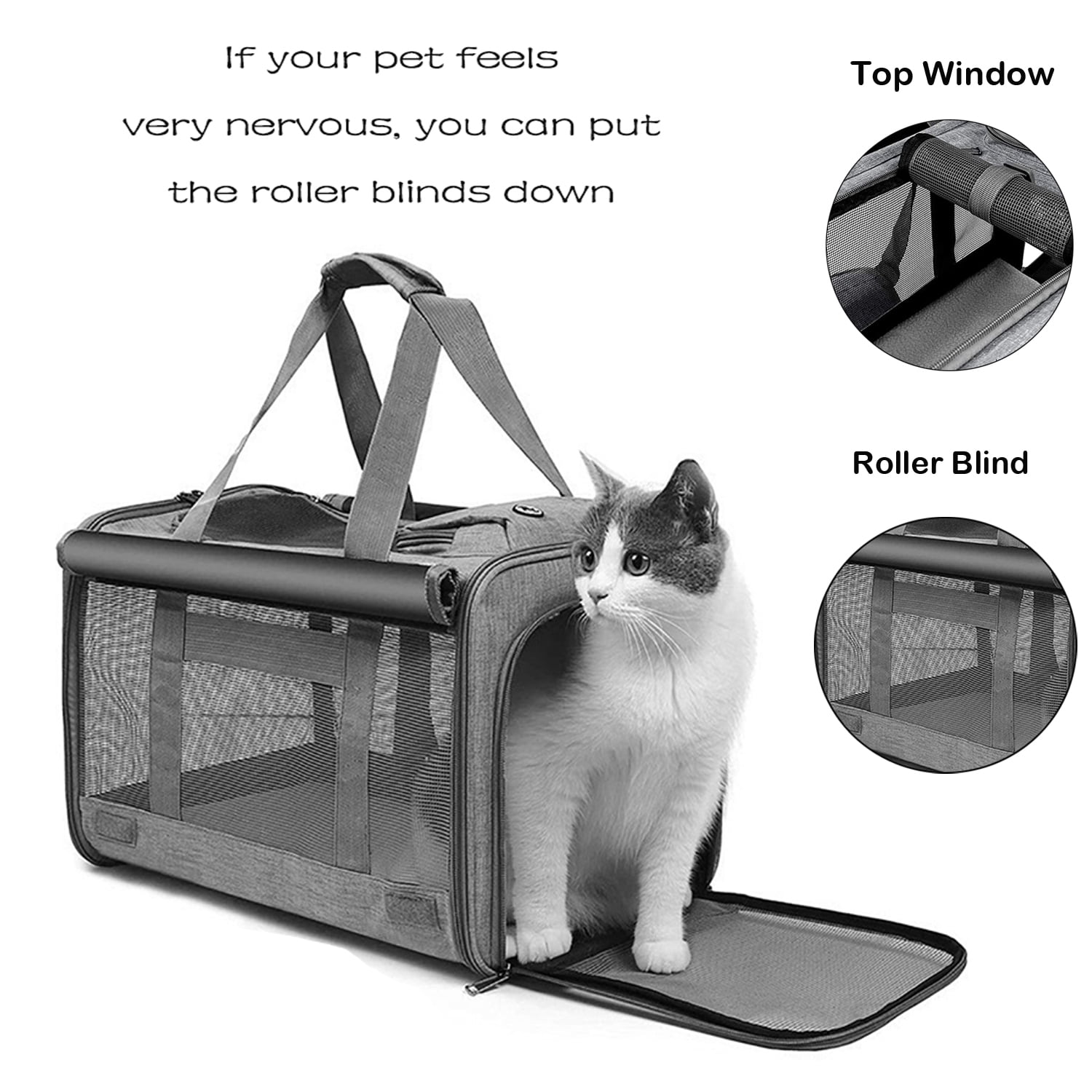LitaiL Cat Carrier for Cats and Small Medium Dogs up to 25 lbs, Pet Carrier  with Cat Litter Box and Soft Mat, Blue 