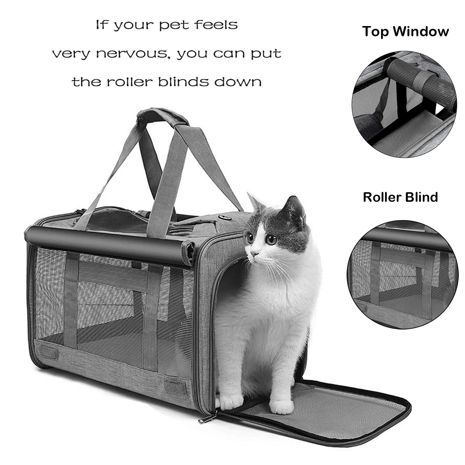 Cshidworld Cat Carrier, Large Soft-Sided, 25 lb, Gray photo 2
