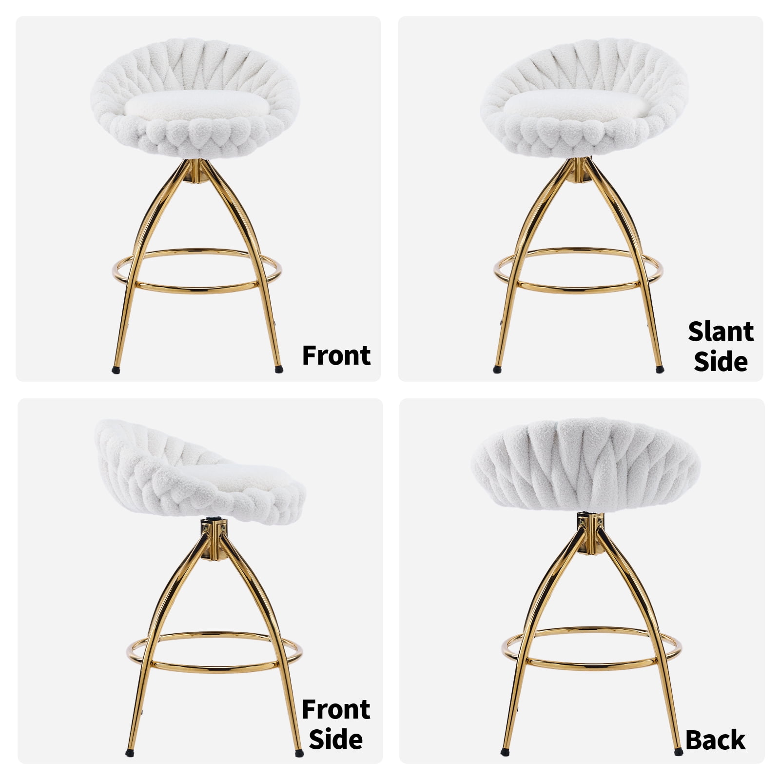 Ktaxon Set of 2 Swivel Barstools with footrest, 26" Counter Height Padded Bar Stools 2 PCS, Gold