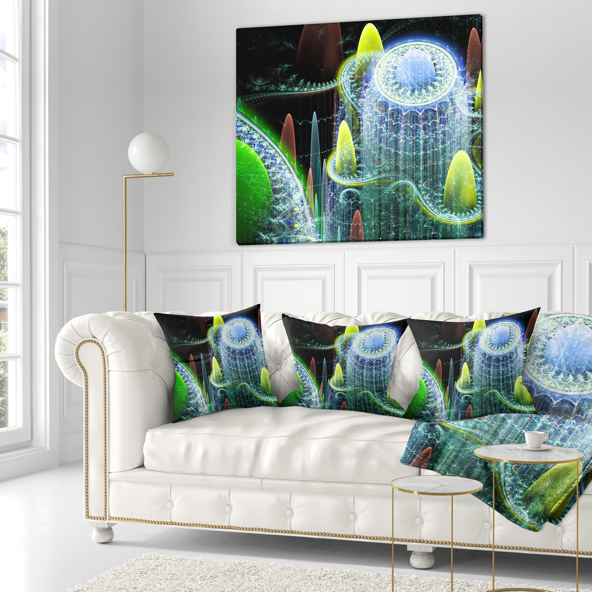 Designart World of Infinite Fractal Universe - Abstract Throw Pillow - 16x16