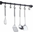 thumbnail image 1 of Barra de pared para utensilios de cocina, 40 cm, con 6 ganchos extraíbles, soporte para estante de pared para utensilios de cocina (negro), 1 of 5