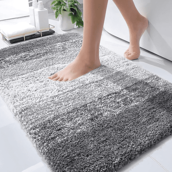 OLANLY Bathroom Rugs Mat 30x19, Extra Soft Absorbent Microfiber Bath Rugs, Rubber Backing, Quick Dry, Machine Washable Bath Mats for Bathroom Floor, Tub and Shower, Home Decor Accessories, Grey