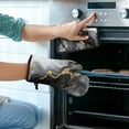 thumbnail image 2 of Black White Gold Marble Pattern Kitchen Oven Mitt and Pot Holder Sets 2 Pcs for Baking, Cooking and Grilling, Heat Resistant Up To 392 °F, 2 of 7