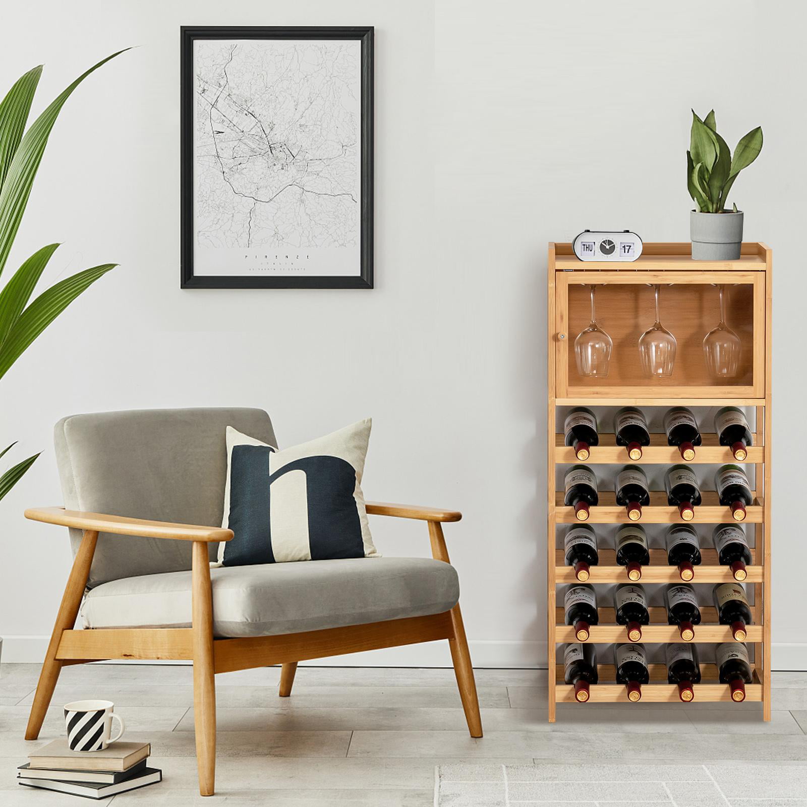 Giantex Wine Bar Cabinet, Wine Racks for 18 Bottles, Glass Holder