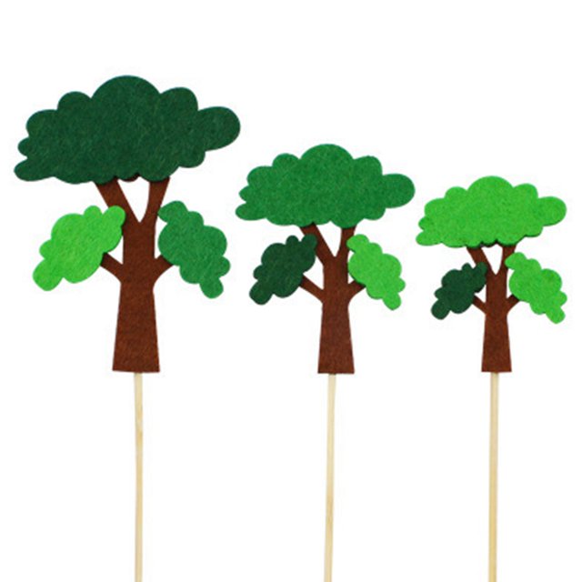 Coxeer Cake Topper Set Felt Plant Cute Cake Pick Cupcake Decoration Stick for Birthday
