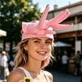 thumbnail image 4 of Printed Finger-Shaped Sun Visor Hat with Adjustable Strap, Rigid Plastic and Fabric, Face Shade for Beach Pool Party, 1 Count, 4 of 4