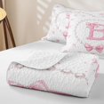 thumbnail image 4 of Manfei Ribbon Bowtie Letter Monogrammed B Quilt Full for Girls,Teens Princess Bling Pearl Print Full Bedspread Sets, 4 of 7