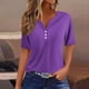 thumbnail image 1 of Puntoco 2024 tops de moda de verano para mujer, top informal de manga corta con cuello en V de Color sólido para mujer, 1 of 5