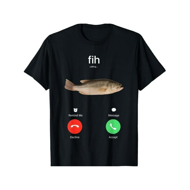 Camiseta para hombre 100 % algodón, divertida camiseta con meme de pez mal escrito "Fih", humor sencillo.