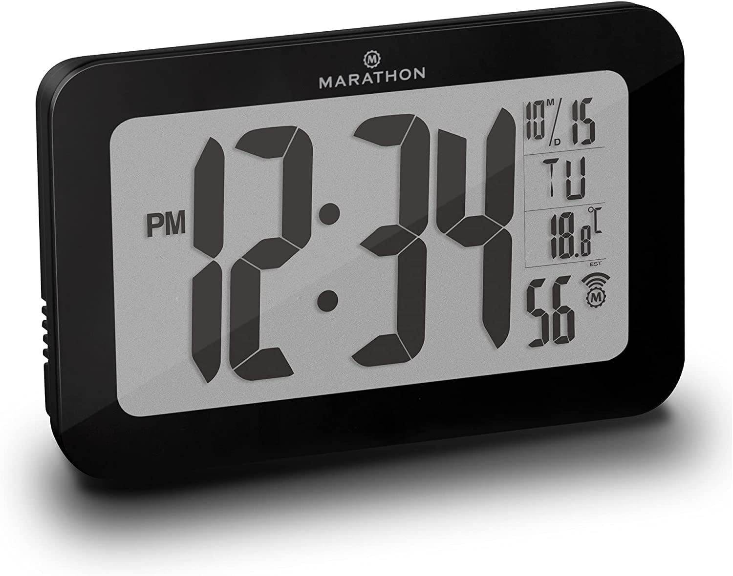 MARATHO L030033BK Atomic SelfSetting SelfAdjusting Wall Clock w/Stand