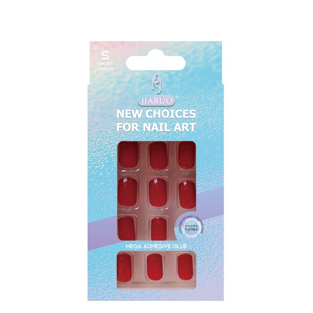 Nails Art Fake Nail gel Tips Cubierta completa Beso cuadrado artificial con pegamento Stick Designs Clear Display Short False Press on Coffin Tan Jianjun unisex
