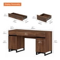 thumbnail image 4 of WAMPAT Home Office Furniture Set: 59" Executive Desk with Charging Station and Storage Cabinet, Three 72" Tall Bookcases, Modern Computer Desk and Library Shelf for Work Study, Brown, 4 of 21