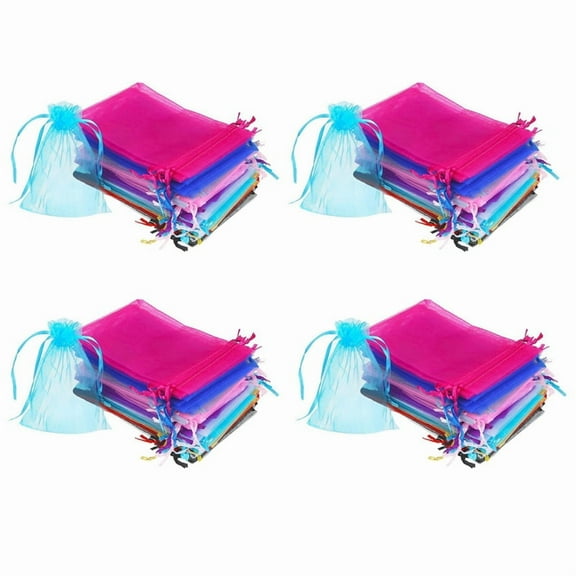 200 Pieces 4 By 6 Inch Organza Gift Bags Drawstring Jewelry Pouches Wedding Favor Bags (Multicolor)