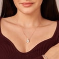 thumbnail image 2 of Lab Diamond Dangling Pendant Necklace For Women | 4 Carat IGI Certified Round Shape | Paloma Two Stone Dangling Lab Diamond Pendant In 14K Rose Gold | FG-VS1-VS2 Quality | Friendly Diamonds, 2 of 6