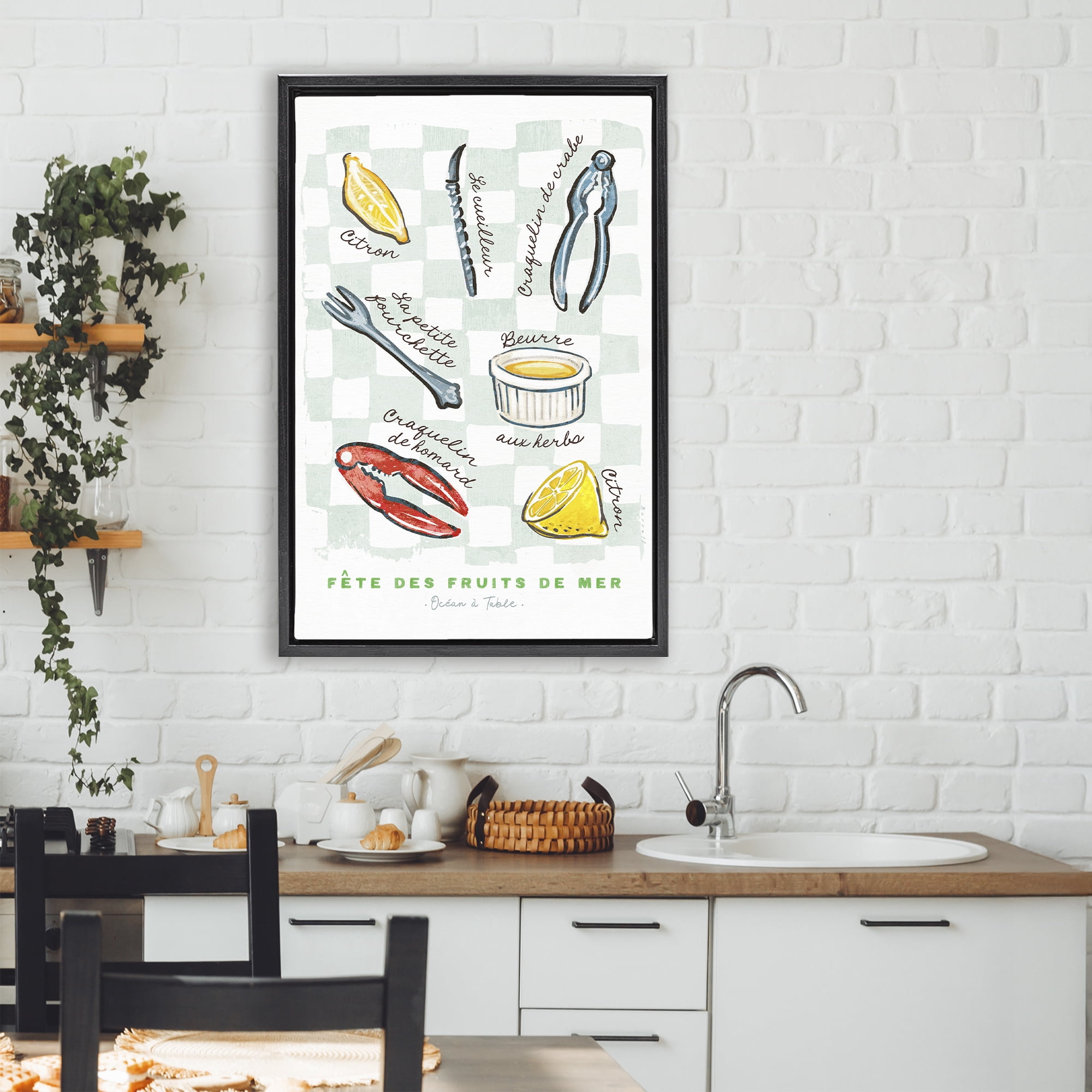 Stupell Industries Modern French Bistro Black Framed Floater Canvas Wall Art, design by Chad Barrett