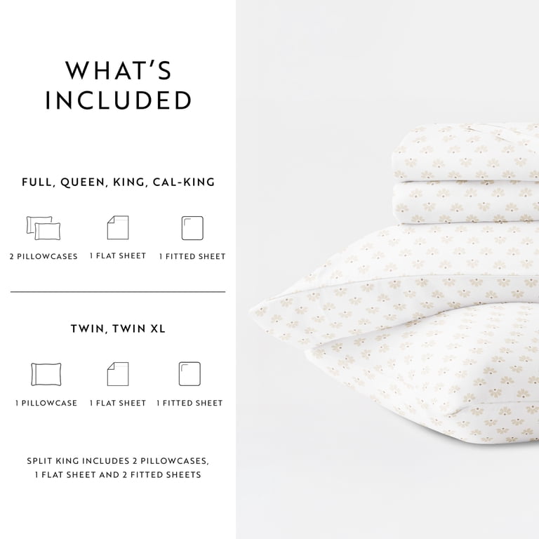 Comfort Canopy 4-Piece Long-Staple Cotton Sheet Set, Moon Daisies photo 3