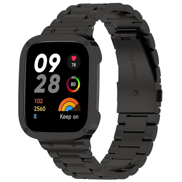 Dsscvnef Stylish Stainless Steel Integrated Metal Strap with Triple Bead Design for Watch 3